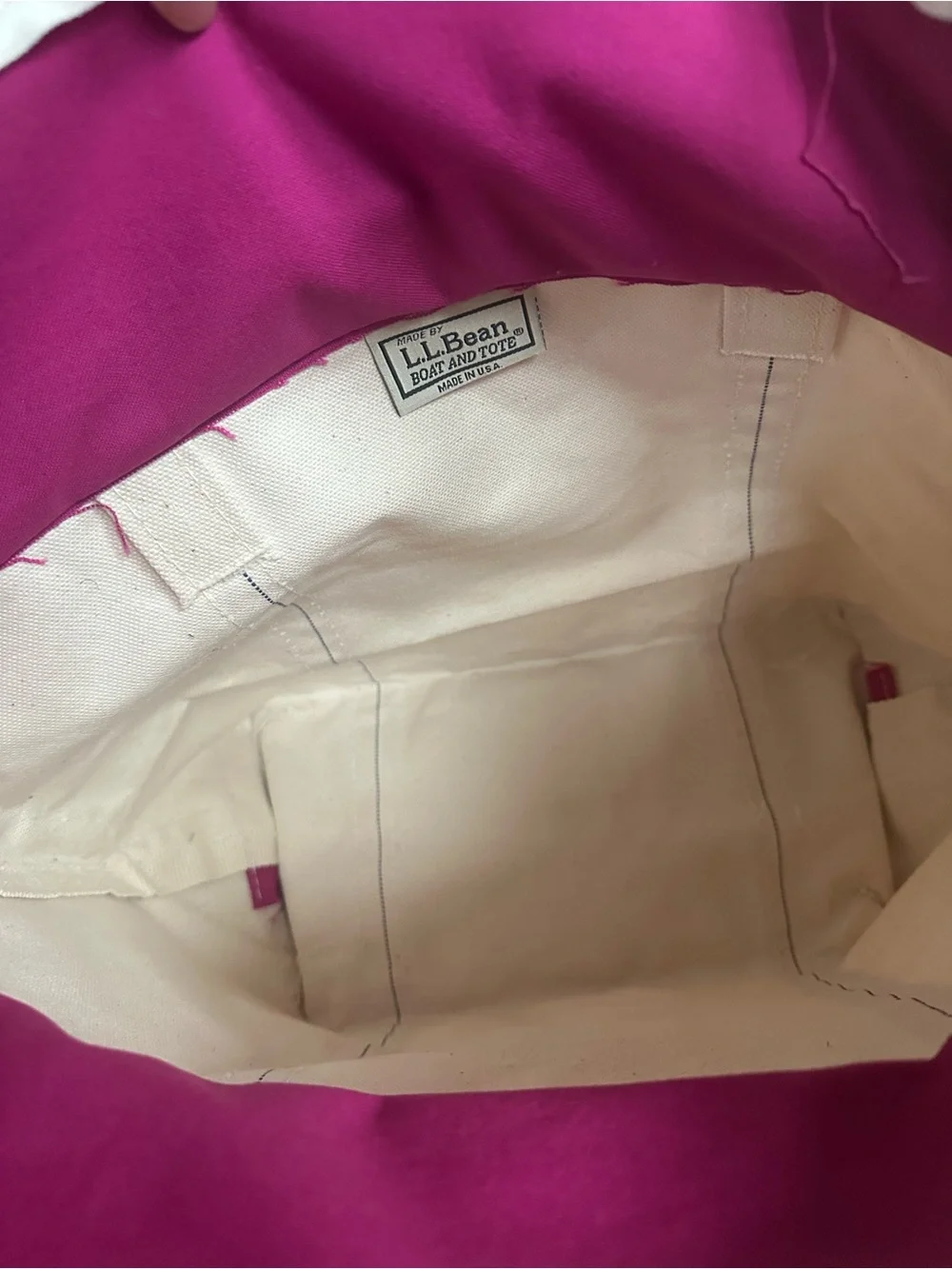 L.L. Bean Boat And Tote Canvas Bag 90's With Zipper vintage pink purple mauve